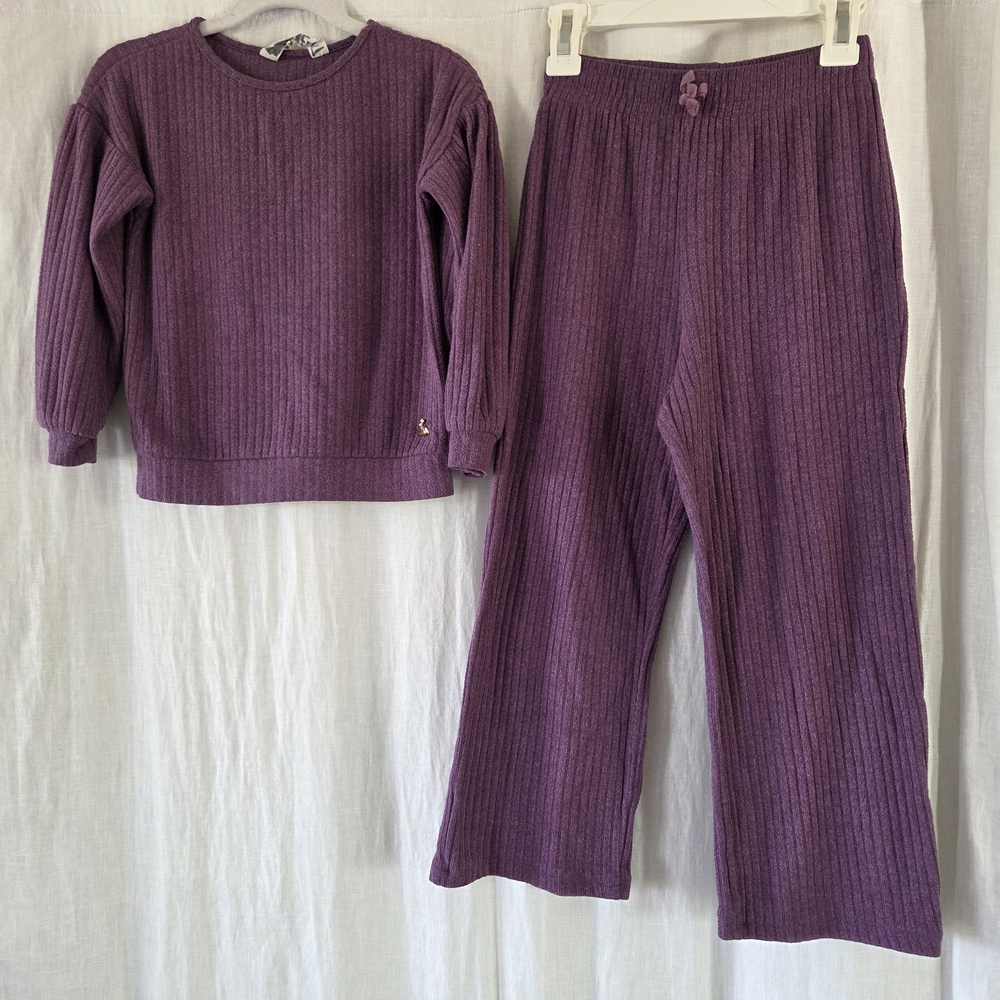 H&M | Purple Ribbed Sweatpants & Top Set